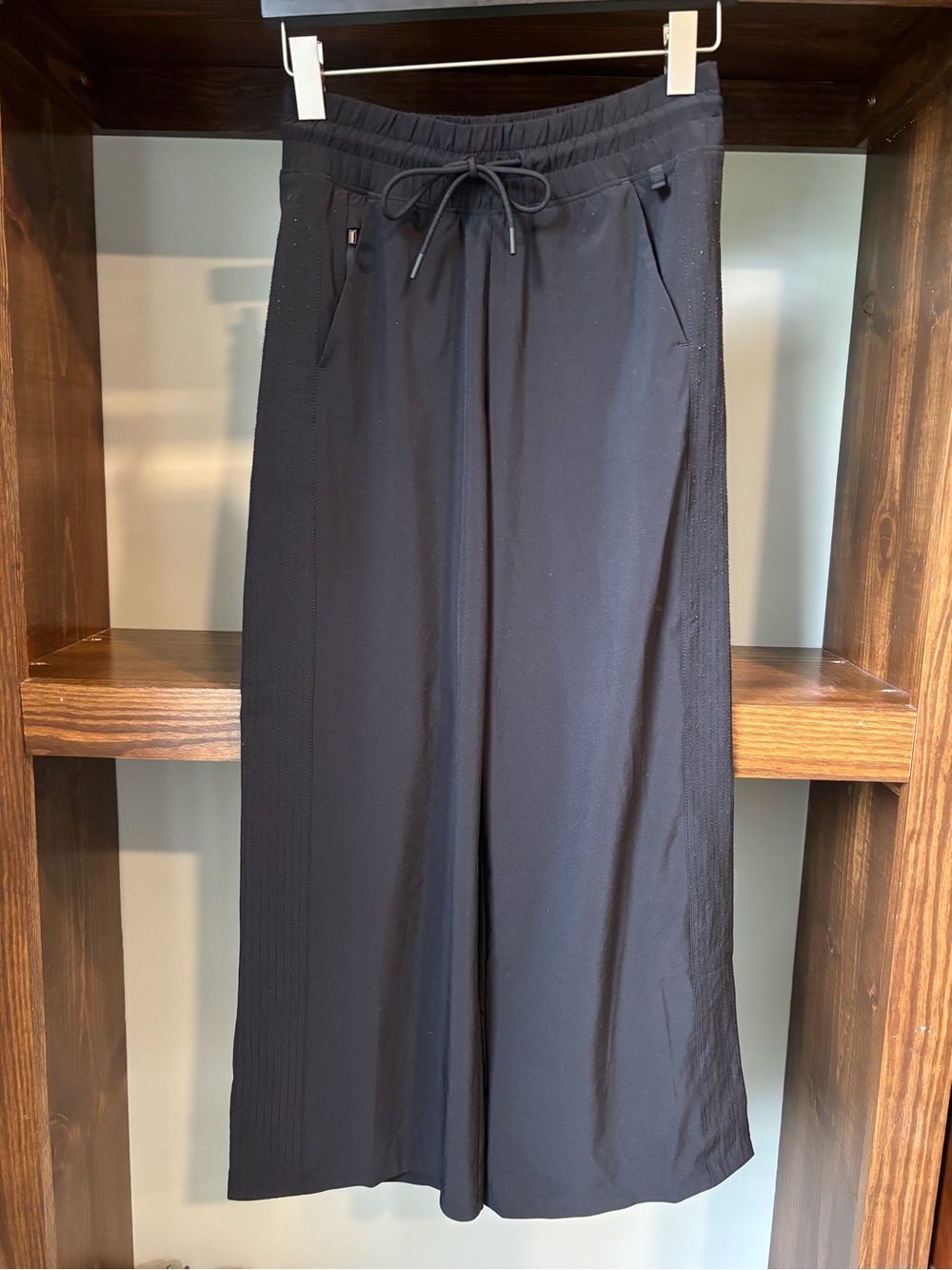 Athleta Black Wide-Leg Drawstring Track Pants